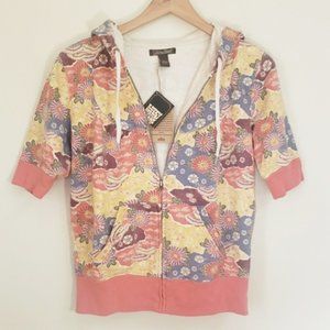 Lucky Brand Zip Short Sleeve Hoodie L